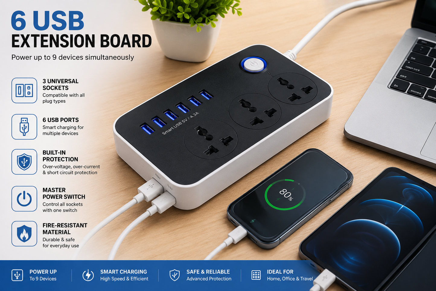 PowerHub 6 USB Smart Extension Board