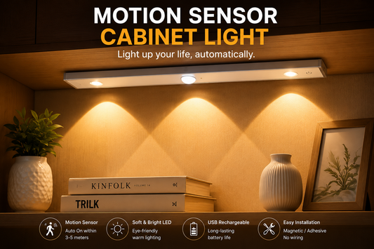 Motion Sensor Cabinet Light – USB Rechargeable LED Under Cabinet Light