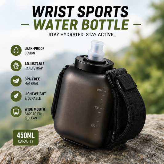 Wrist Sports Water Bottle with Adjustable Hand Strap – 450ml