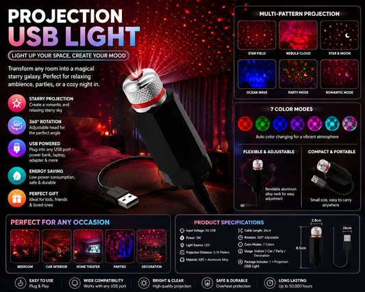 Projection USB Light – Star Galaxy Projector