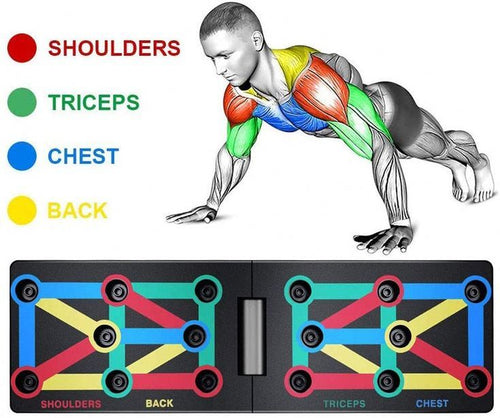 Bodyband Push Up Board Multifunction Professional Push Up Board For Chest, Back, Shoulder, Triceps Foldable Push Up Bar Portable Home Gym Equipment For Men & Women - Black