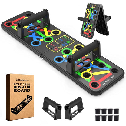 Bodyband Push Up Board Multifunction Professional Push Up Board For Chest, Back, Shoulder, Triceps Foldable Push Up Bar Portable Home Gym Equipment For Men & Women - Black